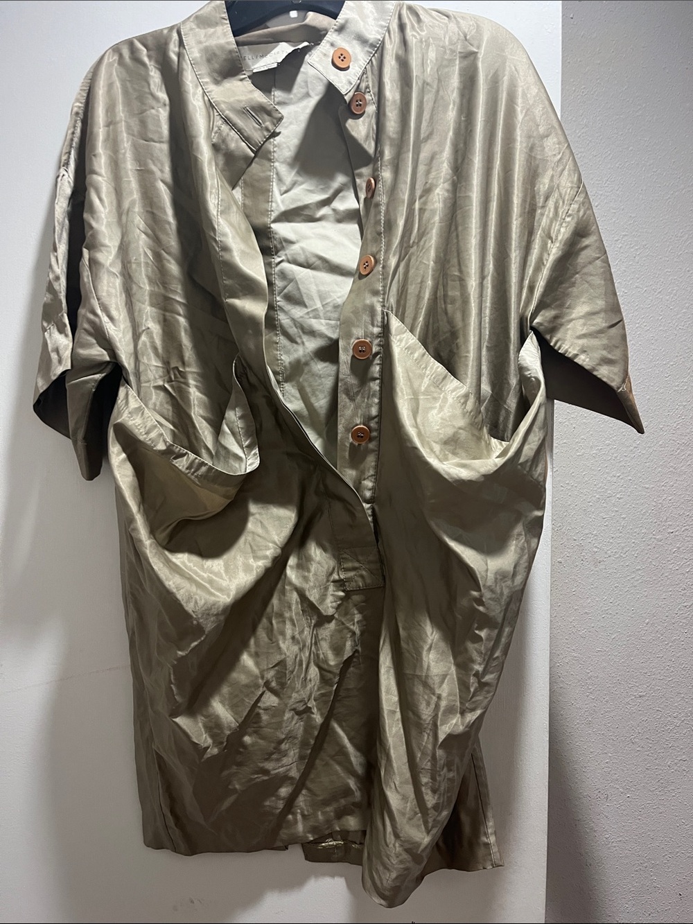 Stella McCartney Short-Sleeve Khaki Trench Coat